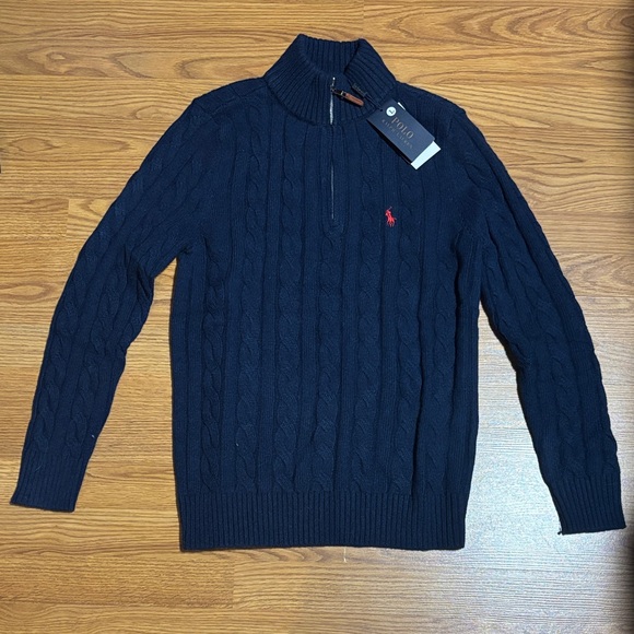 Ralph Lauren Dark Blue Zip Up Sweater - Picture 1 of 4